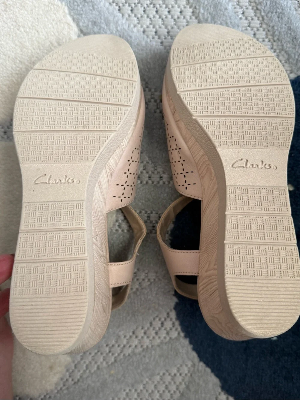 Clarks cream Perforated Slingback Wedge Sandals